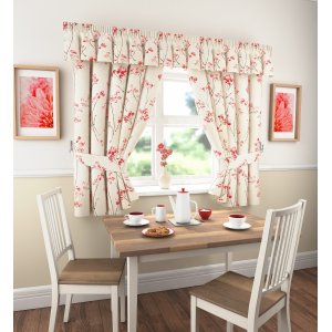 LOGAN RED CURTAINS VALANCE SOLD SEPARATE