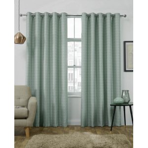 Luton Duck Egg eyelet top curtains Themal  interlined