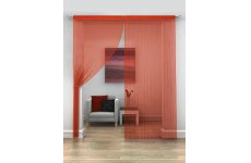 RED STRING CURTAINS PRICED PER PAIR EACH PANEL 230CM DROP X 95CM WIDE