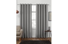 Luton Charcoal  eyelet top curtains Themal  interlined