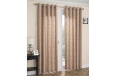 Exeter latte  voile lined eyelet curtains