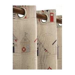 BEACH HUTS READY MADE CURTAINS EYELET TOP