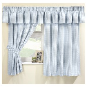 MAISY BLUE  GINGHAM CURTAIN SET(pelmet sold separte)