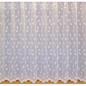 SAPPHIRE LEAF: white all over embroidered leaf  voile  priced per metre
