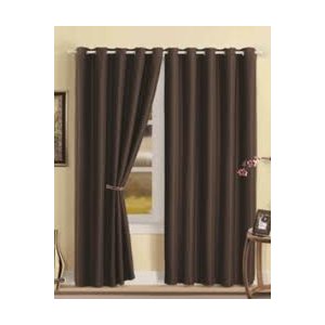 LUNA EYELET TOP FAUX SILK BLACKOUT LINED CURTAINS