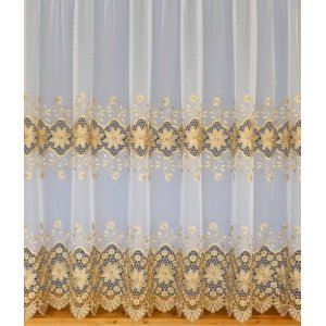 ELIZA WHITE/GOLD EMBORIDERED VOILE