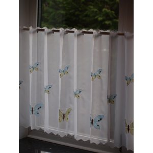 EMBROIDERED VOILE PANELS BUTTERFLY BLUE