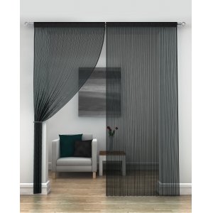 BLACK STRING CURTAINS PER PAIR