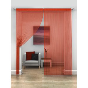 RED STRING CURTAINS PRICED PER PAIR EACH PANEL 230CM DROP X 95CM WIDE