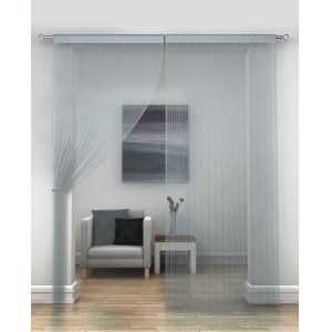 SILVER STRING CURTAINS PRICED PER PAIR EACH PANEL 230CM DROP X 95CM WIDE