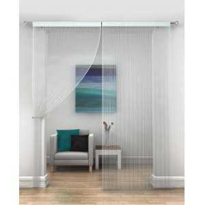 WHITE STRING CURTAINS PRICED PER PAIR EACH PANEL 230CM DROP X 95WIDE