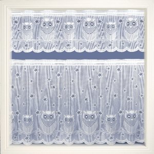 OWL WHITE CAFE CURTAIN PRICED PER METRE