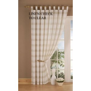 LINEN CREAM  CHECK TAB TOP PANELS CLEARANCE