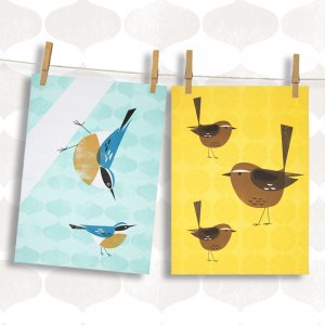 MAGPIE TEA TOWELS NUTHATCH & WREN