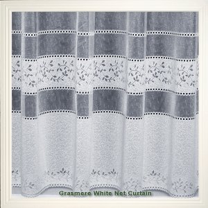 GRASMERE WHITE NET CURTAIN: priced per metre