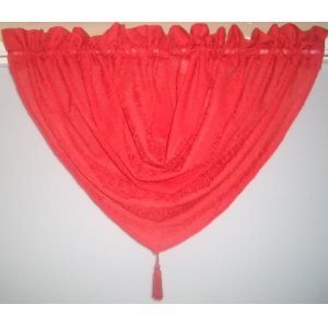 ROXY RED CRUSHED VOILE SWAG WITH TASSEL