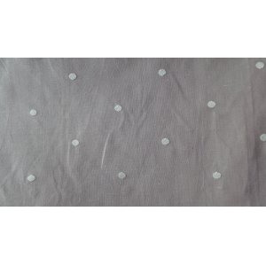 DUSKY PINK COTTON FABRIC WITH CREAM EMBROIDERED SPOTS 140CM WIDE PRICE IS PER METRE