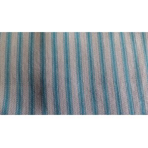 BLUE CANDYCANE FABRIC 140CM WIDE FABRIC WHITE WITH BABY BLUE STRIPES PRICE IS PER METRE