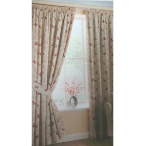 marioposa by belfield RED 100% COTTON CURTAINS EYELET OR PENCIL PLEAT OPTION FULLY LINED