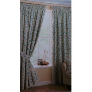 SAKURA DUCK EGG 100% COTTON CURTAINS FULLY LINED WITH OPTION OF EYELET OR PENCIL PLEAT