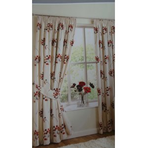BLOSSOM SPICE  100% PANAMA COTTON CURTAINS FULLY LINED WITH OPTION OF EYELET OR PENCIL PLEAT