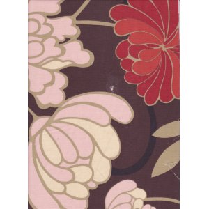 LUCINDA BROWN BACKGROUND WITH VIBRANT ORANGE & CREAM FLOWERS ROLL END APPROX 7MTRS PRICE IS PER METR