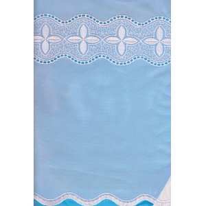 ABIGAIL PLAIN  WHITE VOILE WITH EMBROIDERED INSERT & SCALLOPED BASE PICTURE IS SHOWING THE BASE