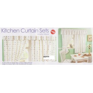 DOTTY KITCHEN WINDOW SETS INCLUDING TIEBACKS PELMET NOT INCLUDED