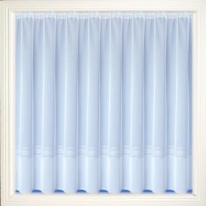 MERCURY WHITE NET CURTAIN WITH SILVER YARN STRIPES