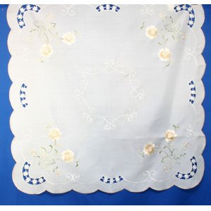 DESIGN NUMBER 2 EMBROIDERED WHITE TABLECLOTH