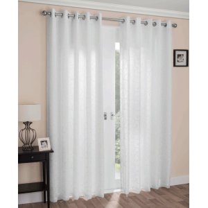 Galway eyelet lined curtains cotton look embroidered