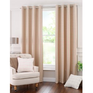 Buckingham wool check eyelet curtains 9 colours to choose