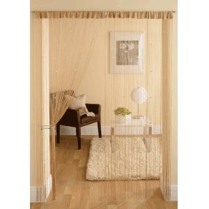 LATTE STRING CURTAINS WITH SMALL SQUARE BEADS PRICE PER PAIR