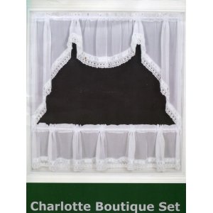 WHITE CHARLOTTE BOUTIQUE WINDOW SET will fit a window width upto 122cm