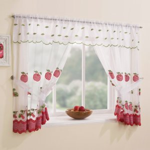 WAREHAM RED WINDOW SET WITH ATTACHED VALANCE