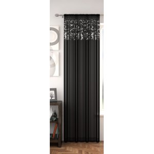 FR TREATED ASHFORD BLACK CURTAIN PANEL 145CM WIDE