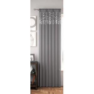 FR TREATED ASHFORD SILVER CURTAIN PANEL 145CM WIDE