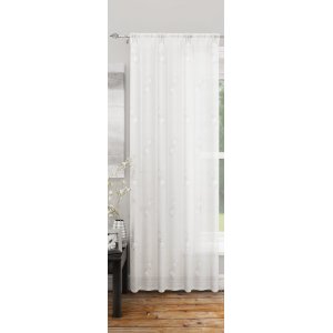 FR TREATED  DOVER WHITE CURTAIN PANEL 140CM WIDE