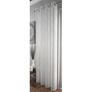 FR TREATED TELFORD WHITE  & SILVER EYELET TOP CURTAIN PANEL