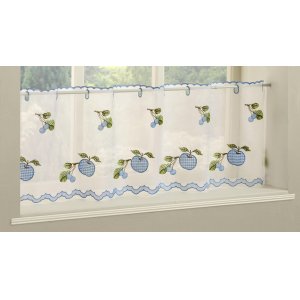 WAREHAM  BLUE CAFE CURTAIN PANEL 140CM WIDE