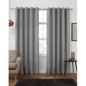 Luton Charcoal  eyelet top curtains Themal  interlined