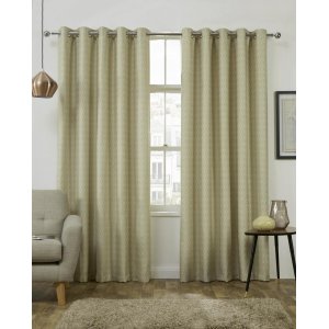 Luton Citron eyelet top curtains Themal  interlined