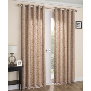 Exeter latte  voile lined eyelet curtains