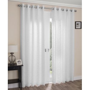 Exeter white  voile lined eyelet curtains