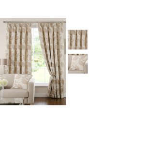 Beverley cream  Chenille pencil pleat curtains