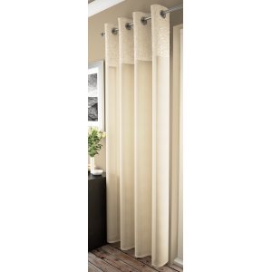 FR TREATED Malton cream curtain panel with eyelet top width of panel 135cm