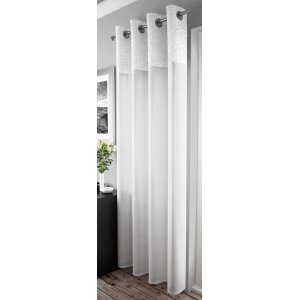 FR TREATED Malton White curtain panel with eyelet top width of panel 135cm