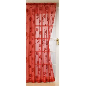 SICILY RED VOILE PANELS 54 INCHES WIDE