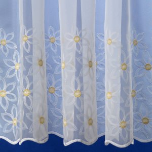 Elle white voile with Lemon  embroidered flowers