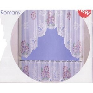 ROMANY LACE CURTAIN SET 59 inches  WIDE total drop 47 inches